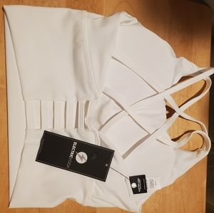 Electric Yoga criss cross longline bra S NWT white